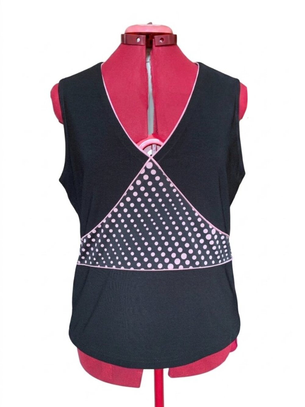 COLLECTION REVUE - Coquette Pinup Polka Dot V-Neck Tank Top - Large